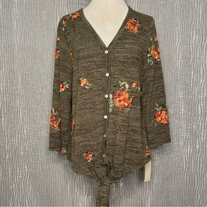 Anthro Fig & Flower floral embroidered cardigan